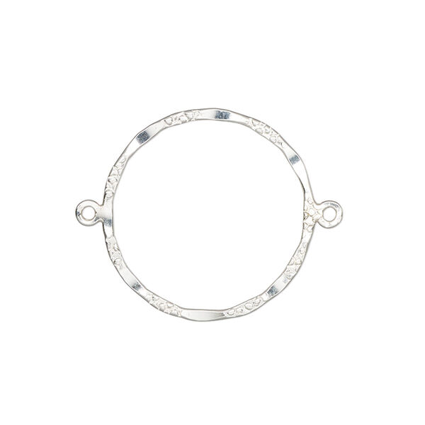 Link, sterling silver-filled, 21mm double-sided hammered and textured open round. Sold individually. image number 0