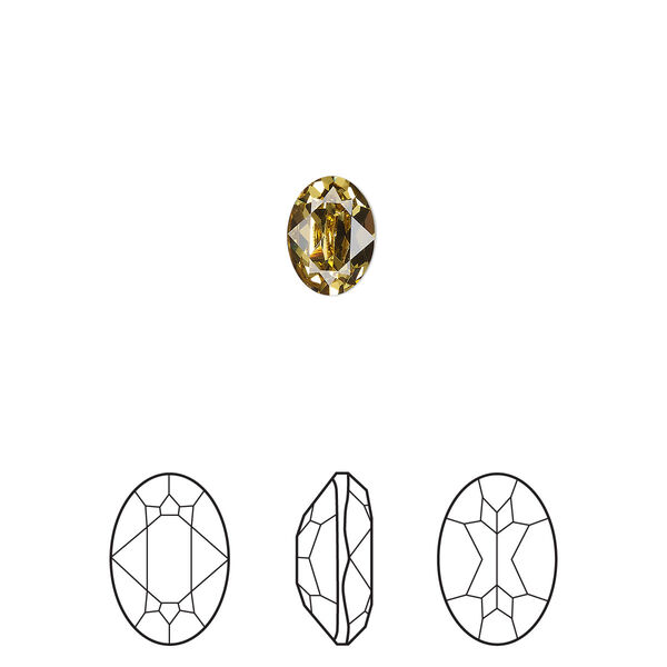 Fancy stone 1pkg180 dark jonquil foil back, Swarovski® ReCreated™ 8x6mm oval 4120 image number 0