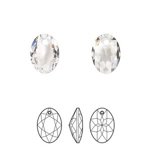 Drop 48pk crystal, Swarovski® 11.5mm pendant elliptic cut 6438
