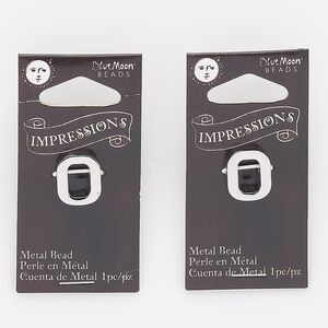 Bead, silver-finished "pewter" (zinc-based alloy), 13x11mm top-drilled alphabet letter "O." Sold per pkg of 2.