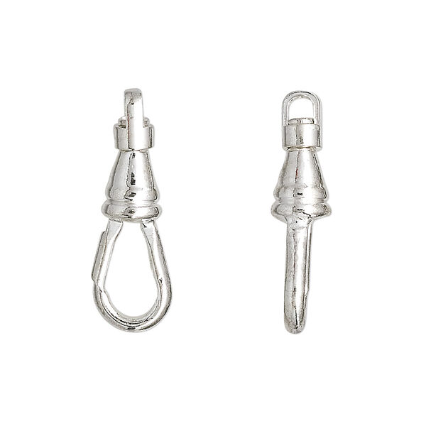 Clasp, swivel clip, silver-plated brass and steel, 22x8mm. Sold per pkg of 100. image number 0