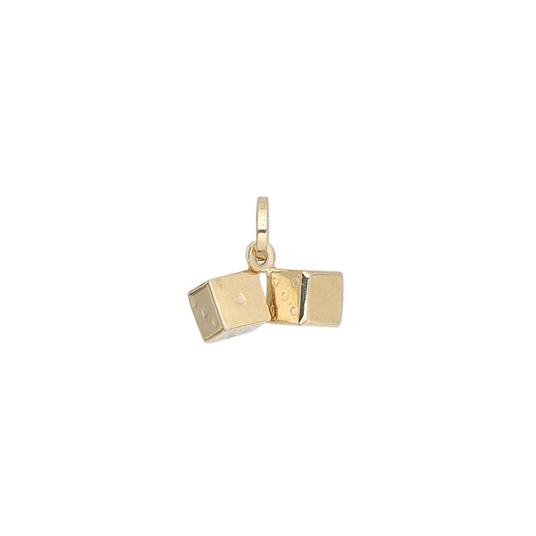 Charm, 14Kt gold, 5mm pair of dice. Sold individually. image number 0