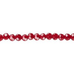 Bead 1pk 32 facets opaque red, Celestial Crystal® 4mm round 15.5-16 inch