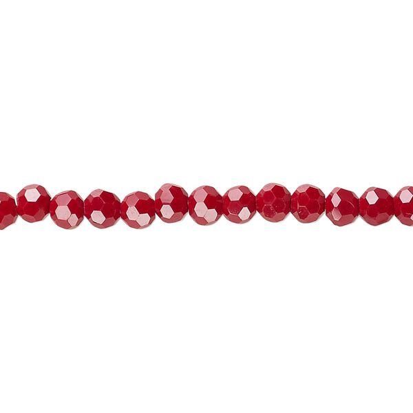 Bead 1pk 32 facets opaque red, Celestial Crystal® 4mm round 15.5-16 inch image number 0
