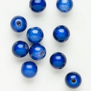 Bead, miracle 1pkg10 acrylic, blue, 8mm round.