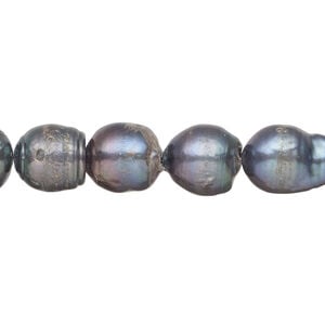 Freshwater pearl 1pkg1, freeform, 15.5-16 inch peacock 10x9mm-12x10mm cultured