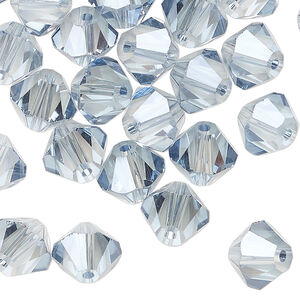Bead 48pk translucent crystal silver night, Celestial Crystal® 10mm bicone