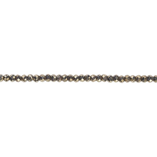 Pyrite 1pkg1, faceted rondelle bead natural 15.5-16 inch 2x1.5mm image number 0