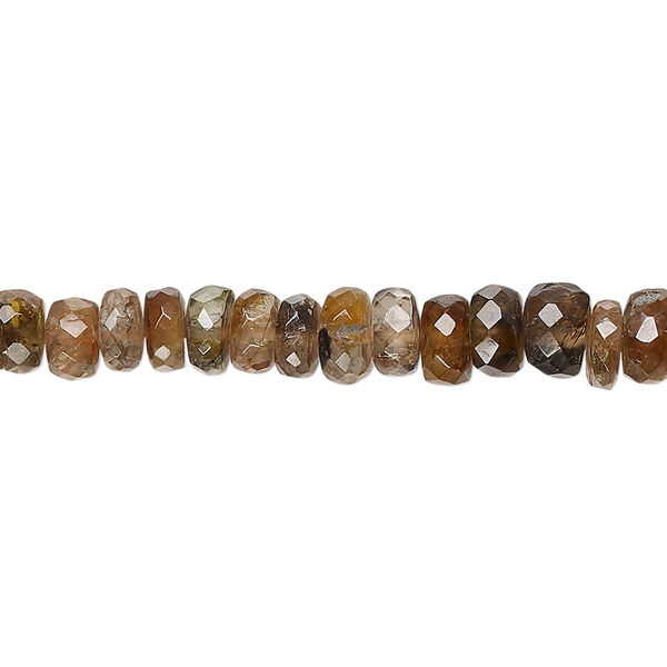Bead, andalusite (natural), 3x2mm-7x4mm graduated hand-cut faceted rondelle with 0.4-1.4mm hole, B grade, Mohs hardness 7 to 7-1/2. Sold per 17-inch strand. image number 0