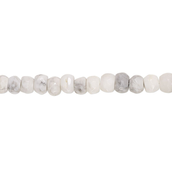 Bead, howlite (natural), 5x3mm-6x4mm hand-cut faceted rondelle with 0.4-1.4mm hole, C+ grade, Mohs hardness 3 to 3-1/2. Sold per 8-inch strand. image number 0