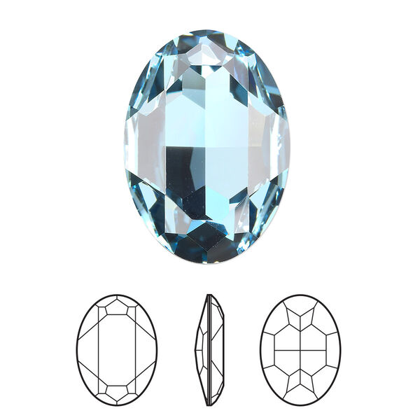 Fancy stone 24pk aquamarine foil back, Swarovski® 30x22mm oval 4127 image number 0