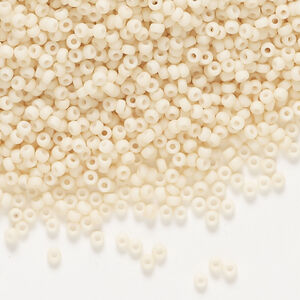 Seed bead, Miyuki, glass, 1pkg250g, #11 rocaille, opaque matte glazed luster antique beige (RR-2022)