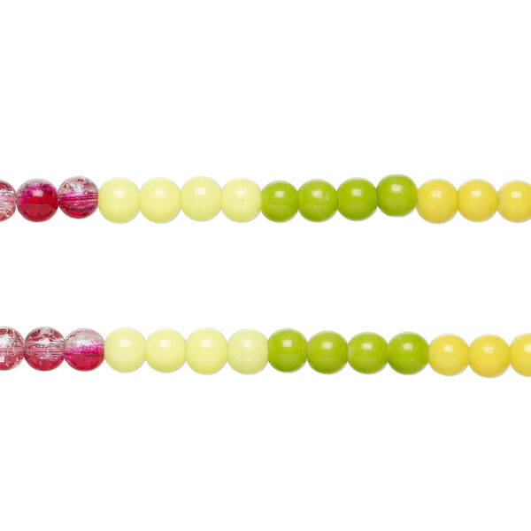 Bead, glass, opaque and translucent multicolored, 8-8.5mm round. Sold per pkg of (2) 7-inch strand, approximately 50 beads. image number 0