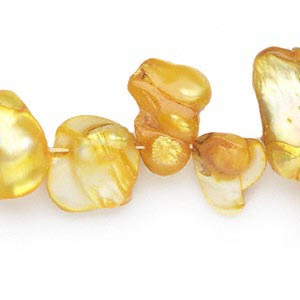 Pearl, cultured freshwater (dyed), mango, 14x8mm-35x16mm top-drilled baroque, D- grade, Mohs hardness 2-1/2 to 4. Sold per 16-inch strand. image number 0