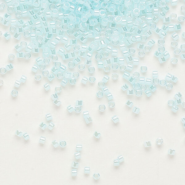 Seed bead, Delica®, glass, pkg/7.5g, #11 round, opaque inside dyed color luster light aqua (DB-0239). image number 0