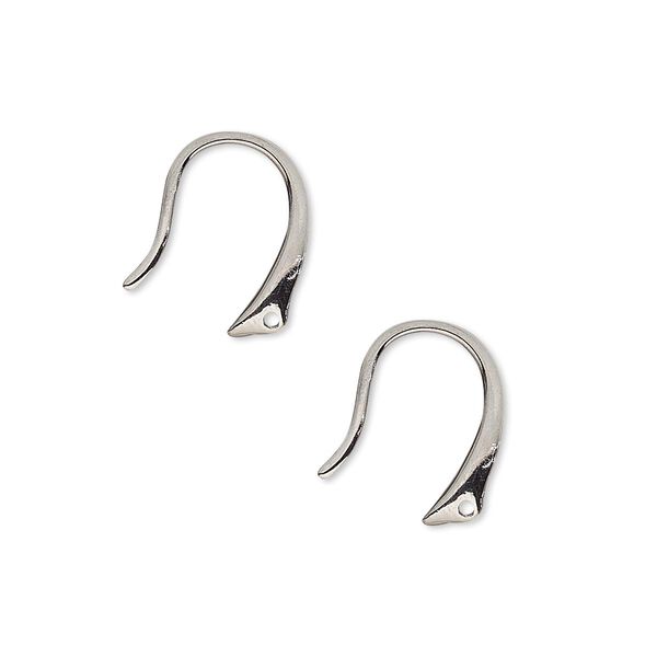 Ear wire, gunmetal-plated brass, 14mm fancy fishhook with closed loop, 20 gauge. Sold per pkg of 5 pairs. image number 0