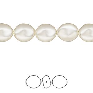 Pearl 10pk cream, Crystal Passions® 10x9mm baroque coin 5842