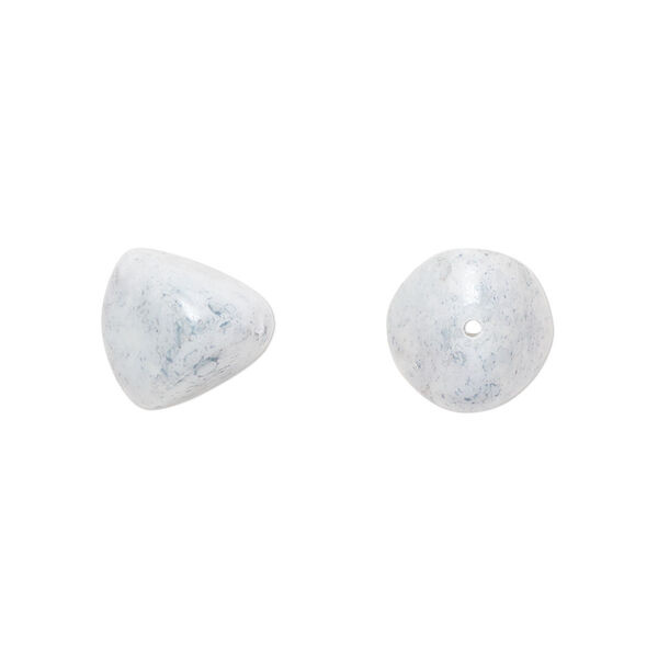Bead, Czech pressed glass, light blue granite, 12x11mm trigon. Sold per 15" to 16" strand. image number 0