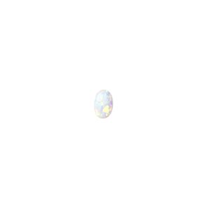 Cabochon, "opal" (silica and epoxy) (man-made), white, 6x4mm calibrated oval. Sold per pkg of 2.