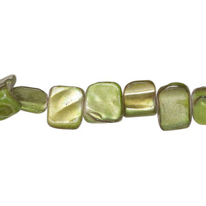 Mother-of-pearl shell 1pkg1, triangle tube bead 15 inch avocado 7x5mm-10x8mm