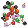 Drop mix, gold- and antique copper-finished acrylic / steel / brass, opaque mixed colors, 12mm wire-wrapped round. Sold per pkg of 20. image number 1