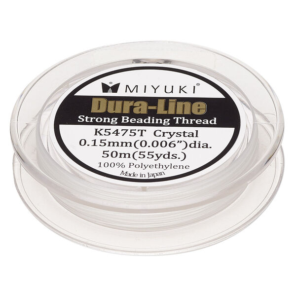 Thread, Miyuki Dura-Line, gel-spun polyethylene, crystal, 0.15mm diameter, 18-pound test. Sold per 50-meter spool. image number 0