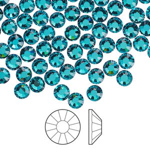 Flat back 144pk blue zircon foil back, Preciosa Viva 12® Czech crystal rhinestone 4.6-4.8mm chaton rose round SS20