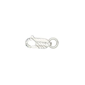 Clasp lobster claw 1pkg1 sterling silver, 14x5mm double-sided / 5mm closed jump ring, 1-strand