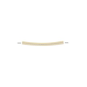 Bead, gold-plated brass, 21x1.5mm curved tube. Sold per pkg of 100.
