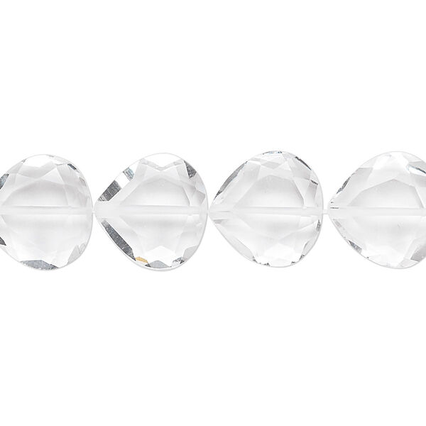 Bead, quartz crystal (natural), 12x12mm hand-cut faceted teardrop, B grade, Mohs hardness 7. Sold per pkg of 10. image number 0