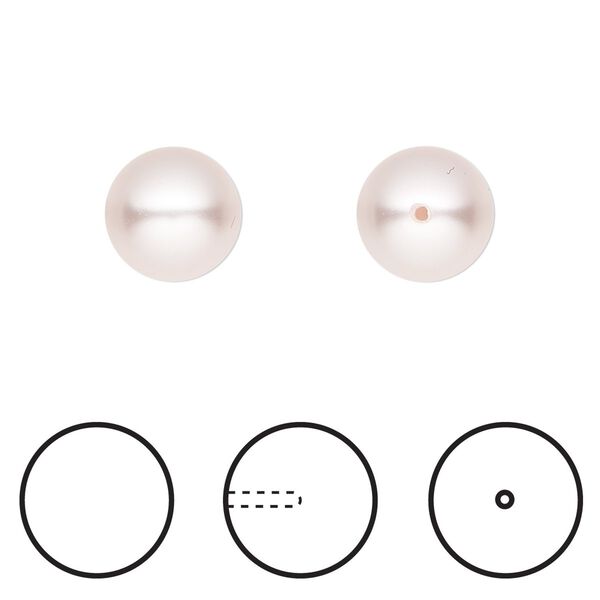 Pearl 1pkg4 rosaline, Crystal Passions® 10mm half-drilled round 5818 image number 0
