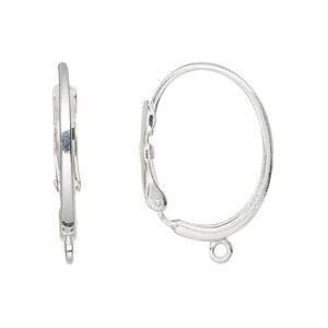 Ear wire leverback 1pkg2 sterling silver, 27mm oval / closed loop, 1 pair