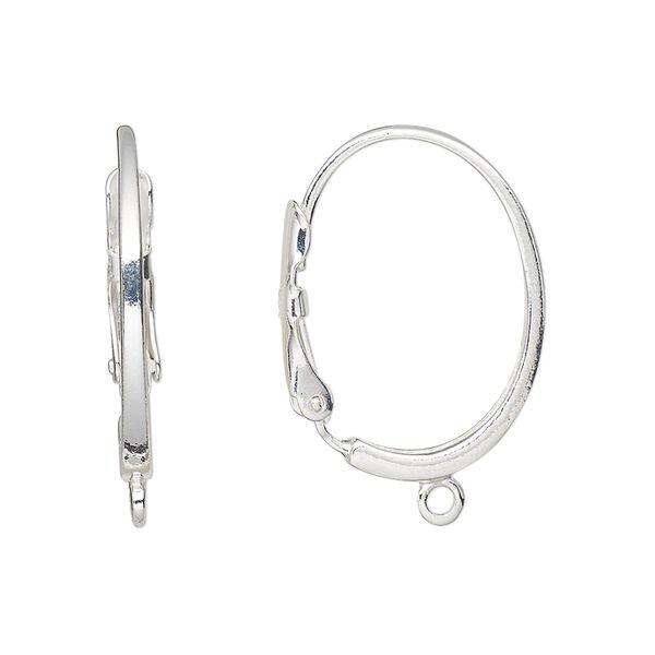 Ear wire leverback 1pkg2 sterling silver, 27mm oval / closed loop, 1 pair image number 0