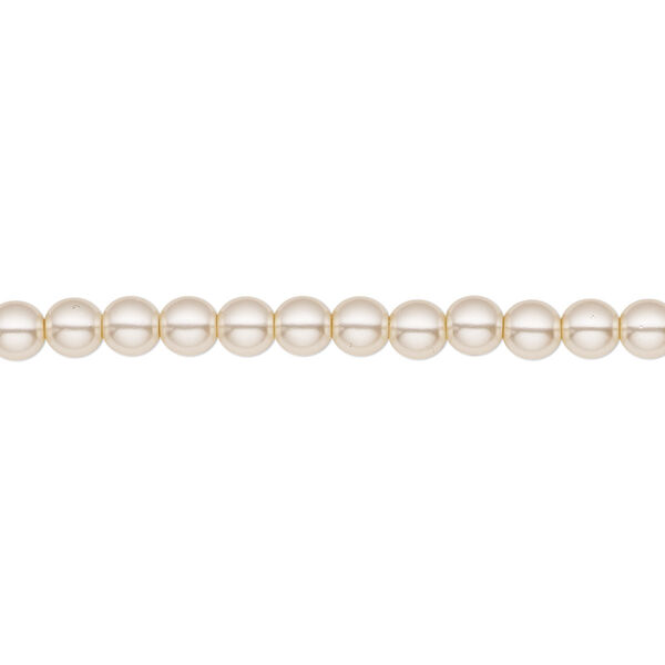 Bead, Czech pearl-coated glass druk, opaque beige, 4mm round. Sold per 15-1/2" to 16" strand. image number 0