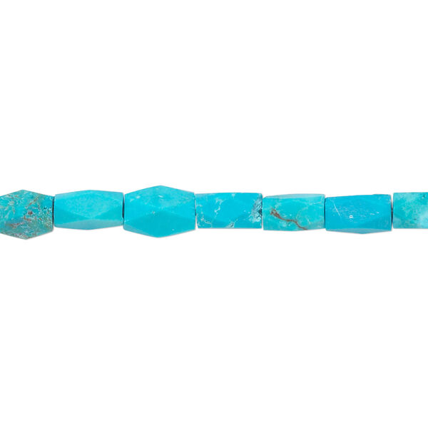 Bead, resin, matte turquoise blue, 7x3mm faceted rectangle. Sold per 15" to 16" strand. image number 0