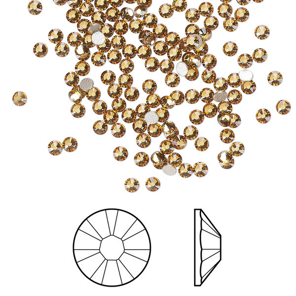 Flat back 144pk golden topaz foil back, Crystal Passions® 2.1-2.3mm rose round SS7 2058 image number 0