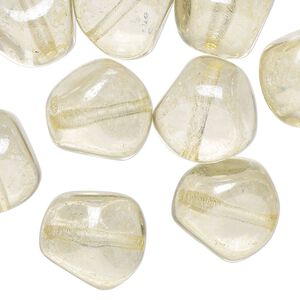 Bead, Czech pressed glass,  pale yellow, small nugget. Sold per 2-ounce pkg, approximately 10 beads.