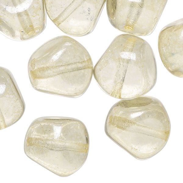 Bead, Czech pressed glass,  pale yellow, small nugget. Sold per 2-ounce pkg, approximately 10 beads. image number 0