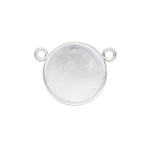 Connector, Almost Instant Jewelry®, fine silver, 19mm closed-back round with 18mm round bezel setting. Sold individually.