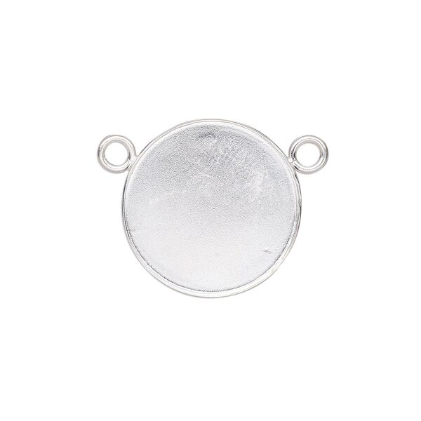 Connector, Almost Instant Jewelry®, fine silver, 19mm closed-back round with 18mm round bezel setting. Sold individually. image number 0