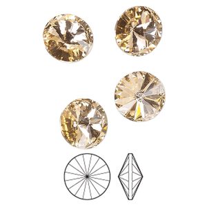 Chaton 8pk light peach foil back, Preciosa MAXIMA Czech crystal rhinestone 10.54-10.91mm rivoli SS47
