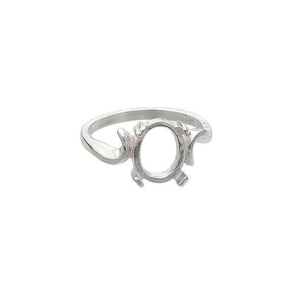 Ring, sterling silver, swirl band with 10x8mm 4-prong oval setting, size 7. Sold individually. image number 0