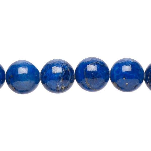 Bead, lapis lazuli (natural), 10mm round, B grade, Mohs hardness 5 to 6. Sold per 15-1/2" to 16" strand. image number 0
