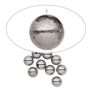 Bead end, gunmetal-plated brass, 5mm half-drilled round. Sold per pkg of 10.