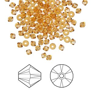 Bead 144pk topaz, Crystal Passions® 3mm bicone 5328