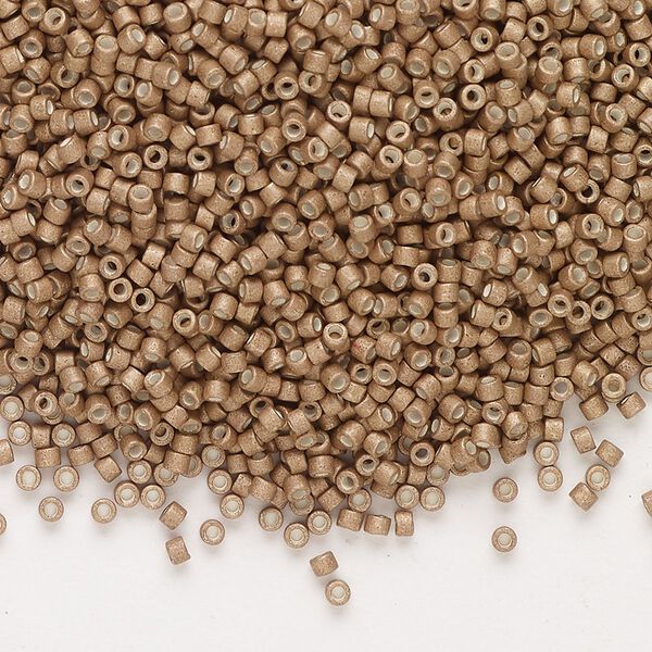 Seed bead, Delica®, glass, pkg/7.5g, #11 round, opaque matte galvanized champagne (DB-1162). image number 0