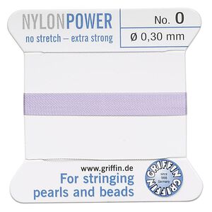 Thread, Griffin, nylon, lilac, size #0. Sold per 2-meter card (approximately 78 inches).