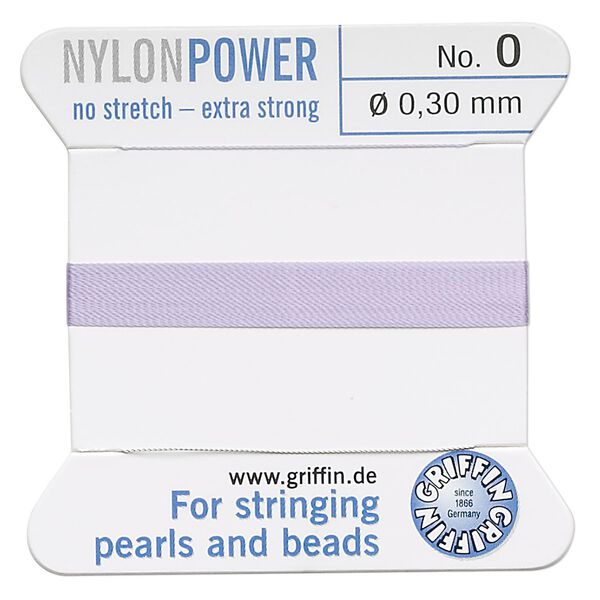Thread, Griffin, nylon, lilac, size #0. Sold per 2-meter card (approximately 78 inches). image number 0