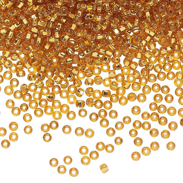 Seed bead glass 1pk #10 round, 50 gram translucent silver-lined topaz image number 0