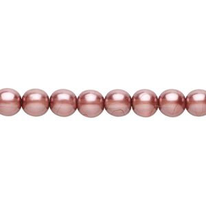 Bead, Czech pearl-coated glass druk, mauve, 6mm round. Sold per 15-1/2" to 16" strand.